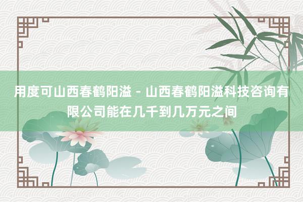 用度可山西春鹤阳溢 - 山西春鹤阳溢科技咨询有限公司能在几千到几万元之间